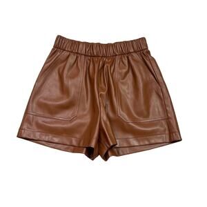 NEW Steve Madden | Brown Faux Leather High Waist Pull On Pocket Shorts Small NWT